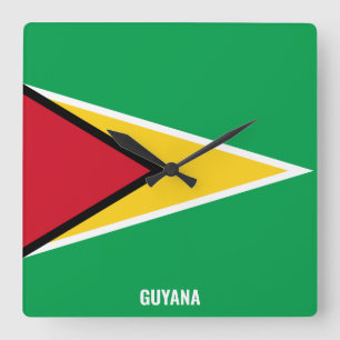 Guyana Flag Dazzling Patriotic Square Wall Clock