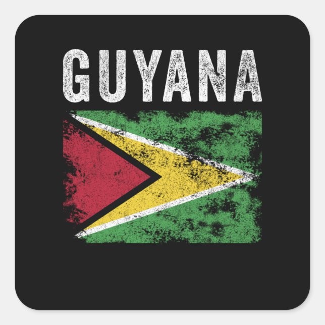 Guyana Flag Distressed - Guyanese Flag Square Sticker (Front)
