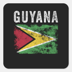 Guyana Flag Distressed - Guyanese Flag Square Sticker