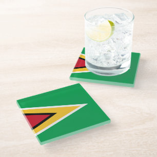 Guyana flag glass coaster