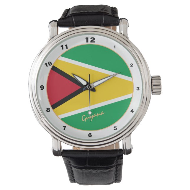 Guyana Flag & Guyana trendy fashion /design watch (Front)
