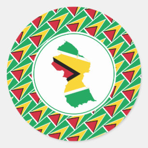 GUYANA FLAG Guyanese Map Stylish Patriotic Classic Round Sticker