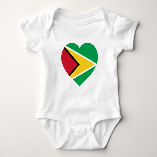 Guyana Flag Heart Baby Bodysuit (Front)