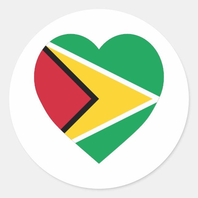 Guyana Flag Heart Classic Round Sticker (Front)