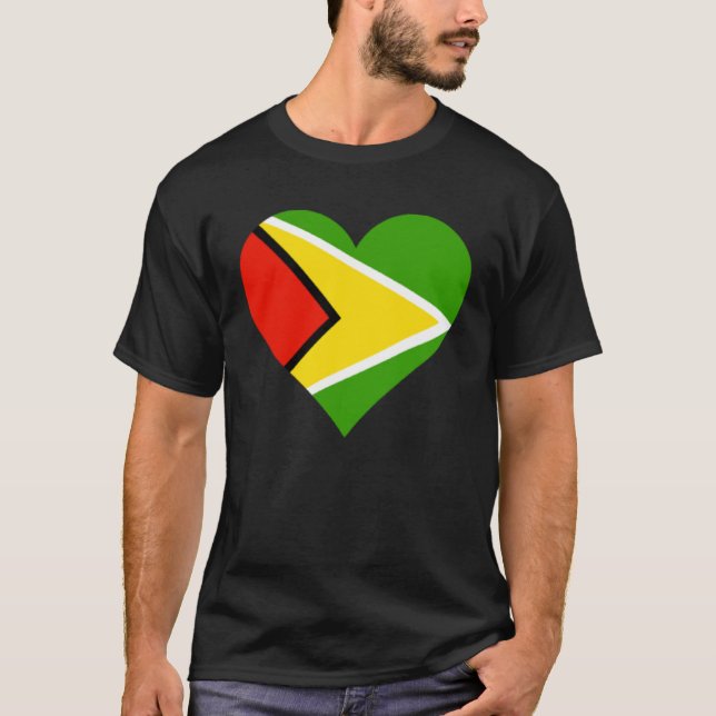 Guyana Flag Heart Guyana  Love Guyana T-Shirt (Front)