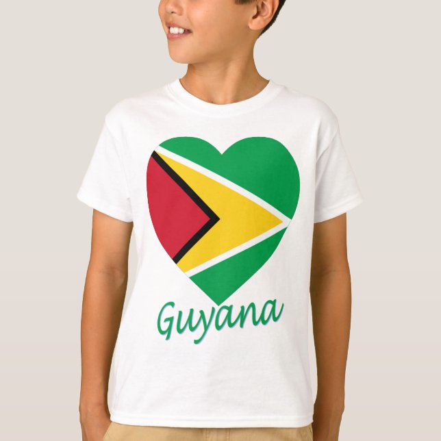 Guyana Flag Heart T-Shirt (Front)