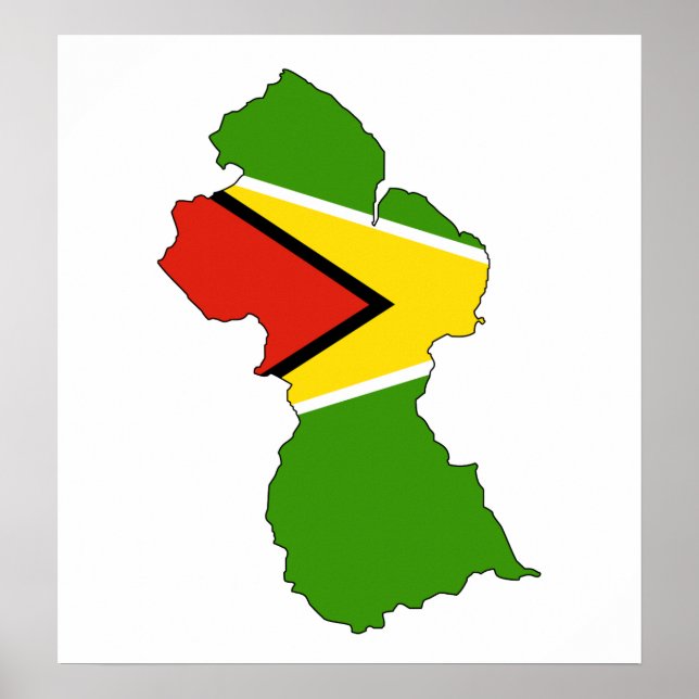 Guyana Flag Map full size Poster (Front)