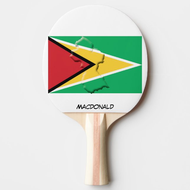 GUYANA FLAG & MAP Personalised Ping Pong Paddle (Front)