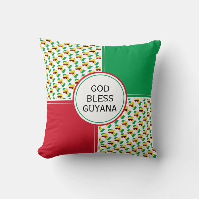 GUYANA Flag Patriotic Guyanese GOD BLESS Cushion (Front)