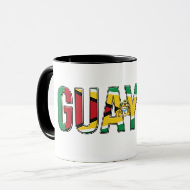 Guyana Flag Text | Caribbean Pride Design Mug (Front Left)