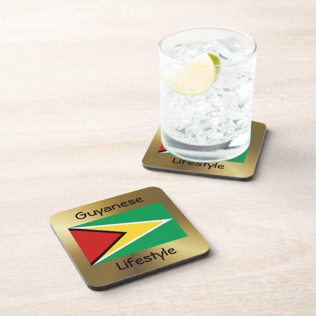 Guyana Flag+Text Coaster (Right Side)