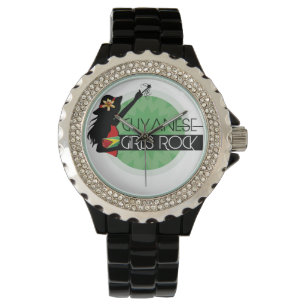 Guyana Girl Black Rhinestone eWatch Watch