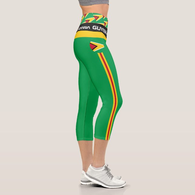 Guyana & Guyana Flag fashion, Fitness, Sports Capr Capri Leggings (Right)