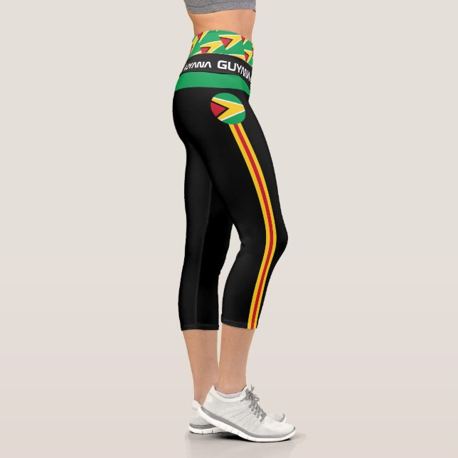 Guyana & Guyana Flag fashion, Fitness, Sports Capri Leggings (Right)