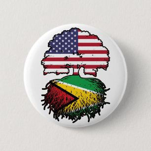 Guyana Guyanese American USA Tree Roots Flag 6 Cm Round Badge