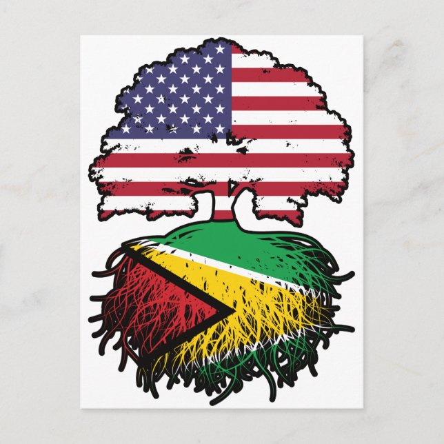 Guyana Guyanese American USA Tree Roots Flag Postcard (Front)