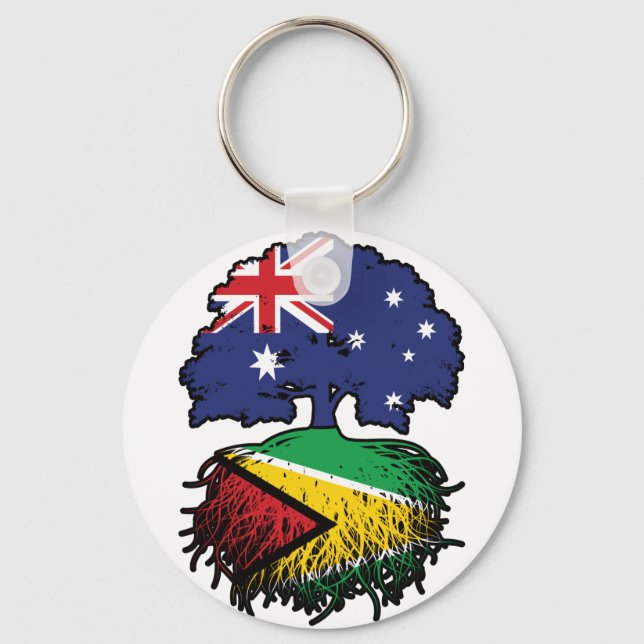 Guyana Guyanese Australian Australia Tree Roots Key Ring (Front)
