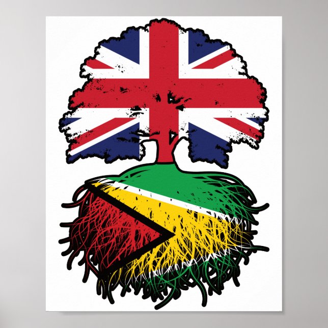 Guyana Guyanese British UK Tree Roots Flag Poster (Front)
