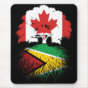 Guyana Guyanese Canadian Canada Tree Roots Flag Mouse Mat