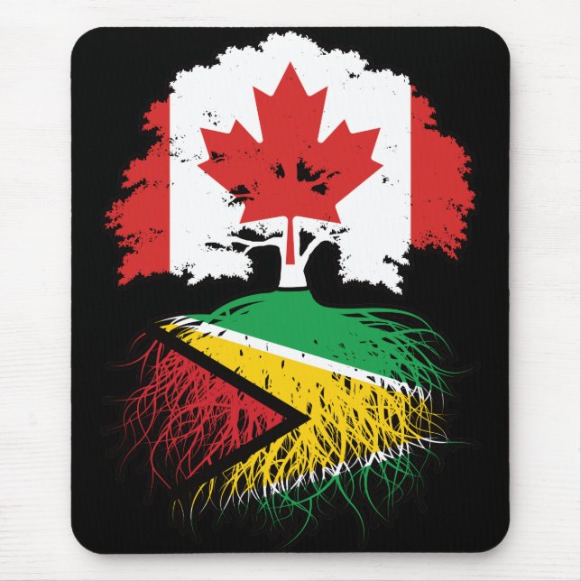 Guyana Guyanese Canadian Canada Tree Roots Flag Mouse Mat (Front)