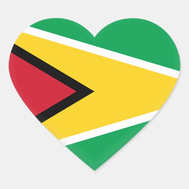 Guyana (Guyanese) Flag Heart Sticker (Front)