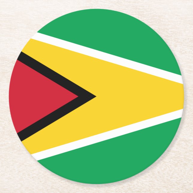 Guyana Guyanese Flag Independence Caribbean Round Paper Coaster (Front)