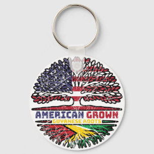 Guyana Guyanese US American USA United States Tree Key Ring