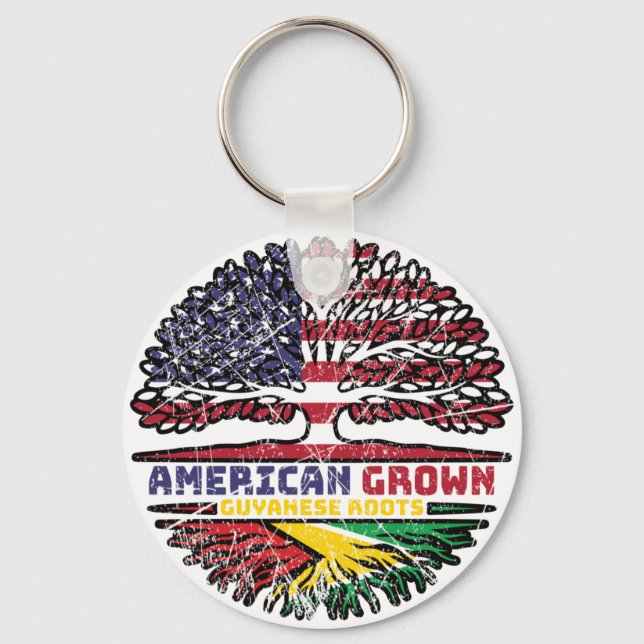 Guyana Guyanese US American USA United States Tree Key Ring (Front)