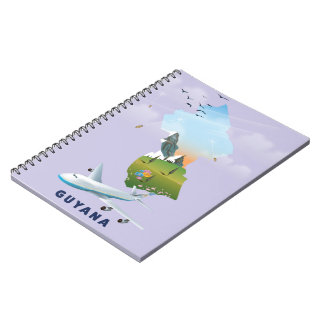 Guyana illustrated map poster notebook