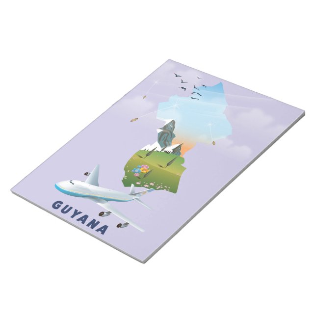 Guyana illustrated map poster notepad (Angled)