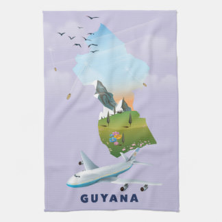 Guyana illustrated map poster tea towel