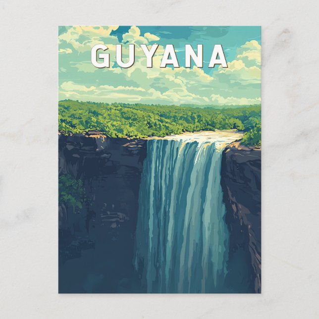 Guyana Illustration Travel Art Vintage Postcard (Front)