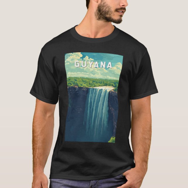 Guyana Illustration Travel Art Vintage T-Shirt (Front)