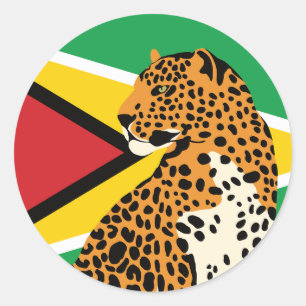 Guyana Jaguar Guyanese National Animal Flag Classic Round Sticker