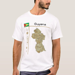 Guyana Map + Flag + Title T-Shirt