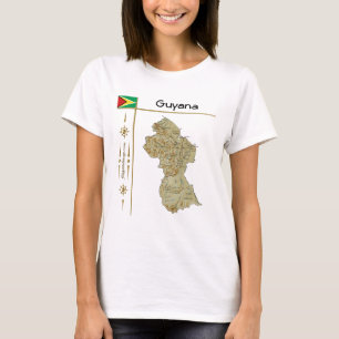 Guyana Map + Flag + Title T-Shirt