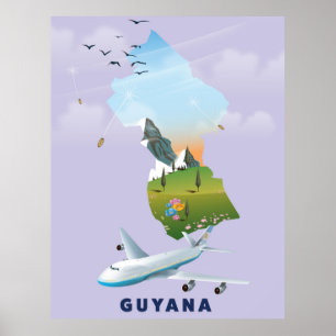 Guyana map poster