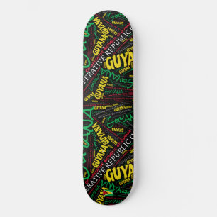 Guyana National Pride Wordcloud Skateboard