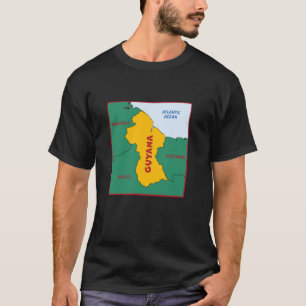 Guyana Political map in flag colours. Neighbouring T-Shirt