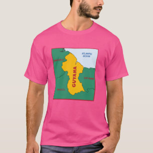 Guyana Political map in flag colours. Neighbouring T-Shirt