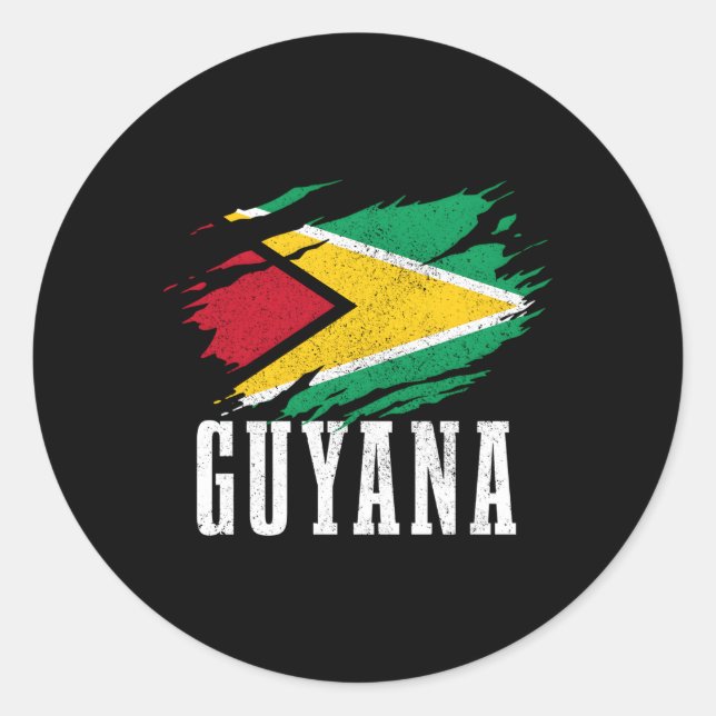 Guyana Pride Guyanese Flag Roots Classic Round Sticker (Front)