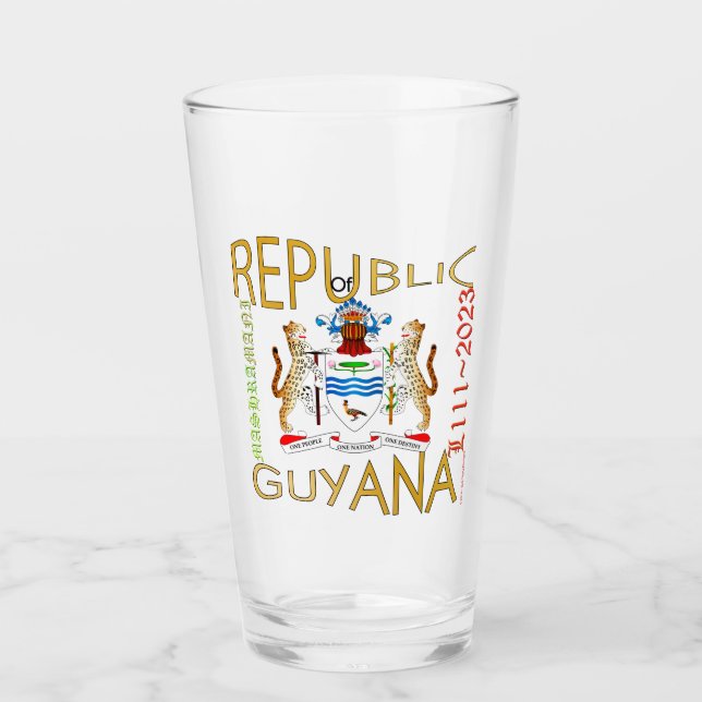 Guyana Republic Jubilee  American style pint glass (Front)