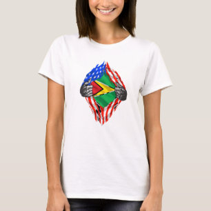 Guyana Roots Usa Flag Patriotic Guyanese Heritage  T-Shirt