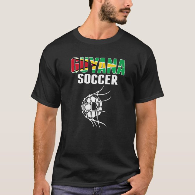 Guyana Soccer Ball In Net  Guyanese Football Suppo T-Shirt (Front)
