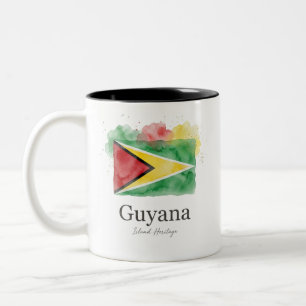 Guyana Watercolor Flag Caribbean Heritage Two-Tone Coffee Mug