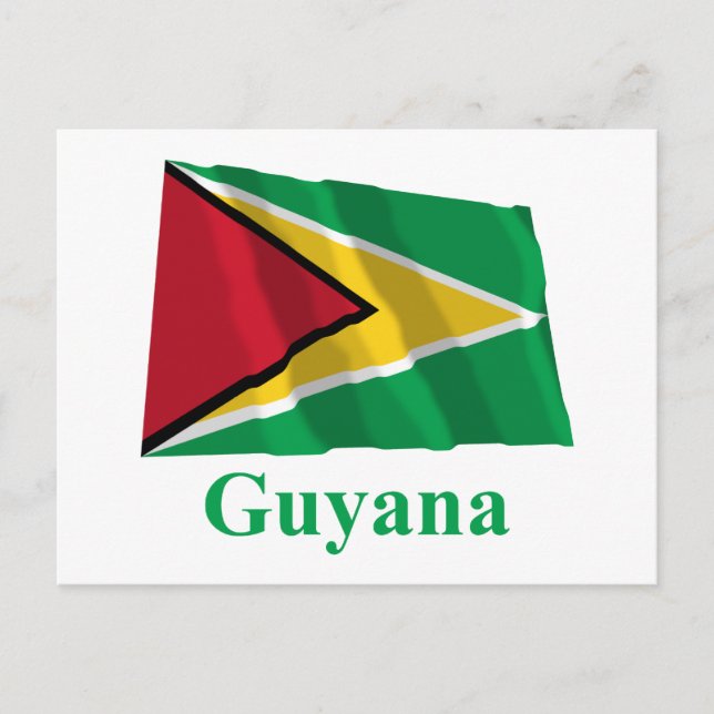 Guyana Waving Flag with Name Postcard (Front)