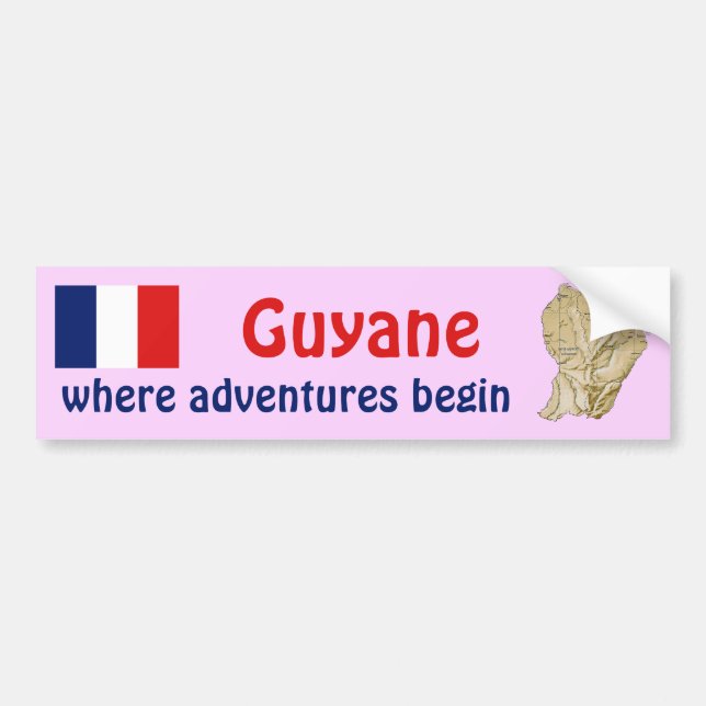 Guyane Flag and Map Bumper Sticker (Front)