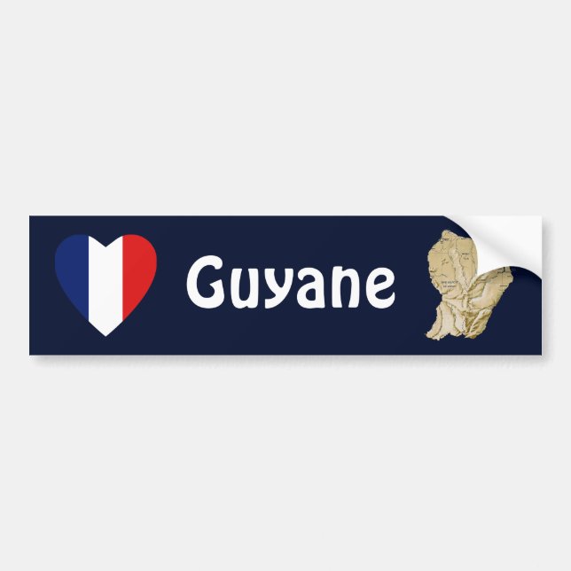 Guyane Flag Heart + Map Bumper Sticker (Front)