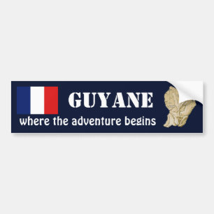 Guyane Flag + Map Bumper Sticker