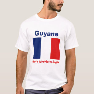 Guyane Flag + Map + Text T-Shirt